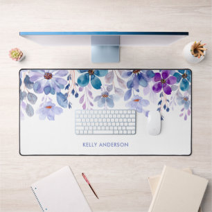 Monogramme élégant floral aquarelle violet et bleu