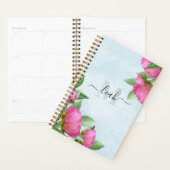 Monogramme Elégant Floral Vintage Pretty Pink Peon (Devant avec enveloppe)