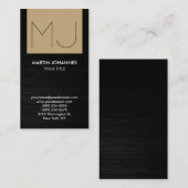 Monogramme Elegant Gris Bois Beige Carte de visite (Devant / Derrière)