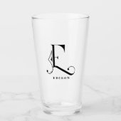 Monogramme élégant initial E avec verre de nom de (Devant)