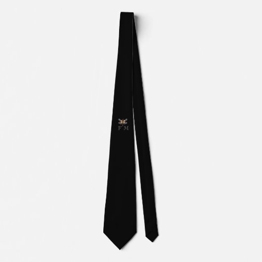 Monogramme Élégant libellule sur Cravate noir (Devant)