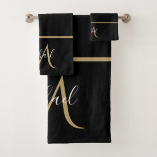 Monogramme élégant luxe noir et or