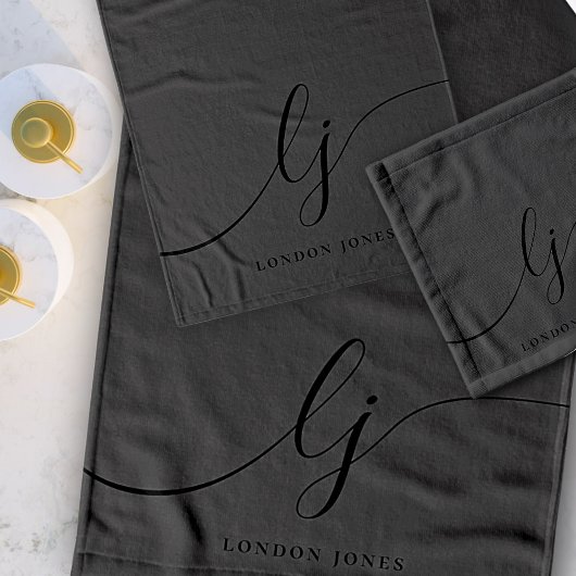 Monogramme Élégant Mini Bain Noir Calligrapie