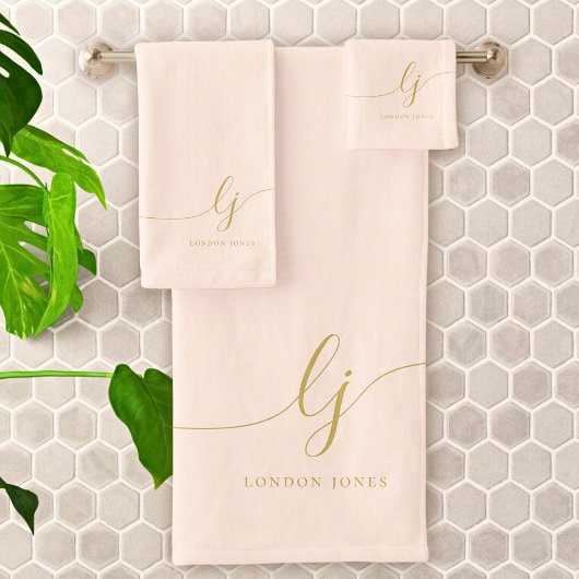 Monogramme Élégant Mini Bain Rose Or Chic