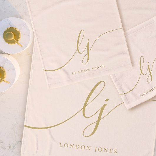 Monogramme Élégant Mini Bain Rose Or Chic