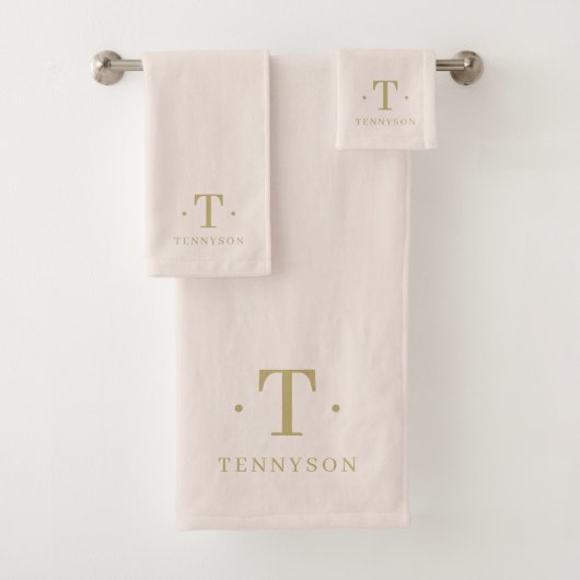 Monogramme Élégant Minimal Blush Pink Gold Chic (En situation)