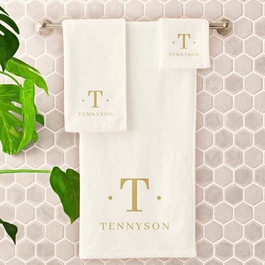 Monogramme Élégant minimal ivoire blanc or chic