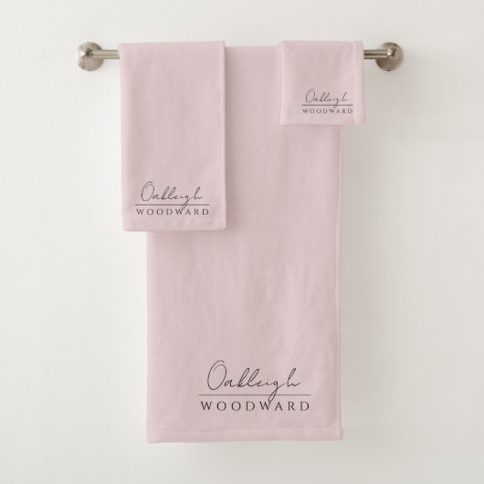 Monogramme Élégant Minimal Rose Et Noir (En situation)