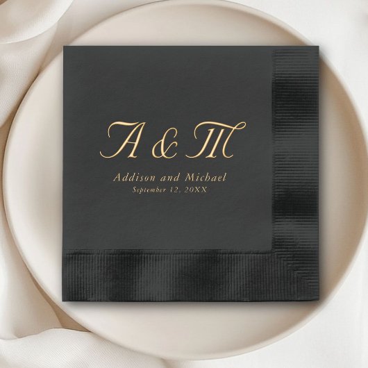 Monogramme Élégant Minimaliste Mariage Feuille de
