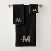 Monogramme Élégant Moderne en Script Or Noir (En situation)