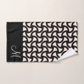 Monogramme élégant moderne noir et crème (Serviette à main)