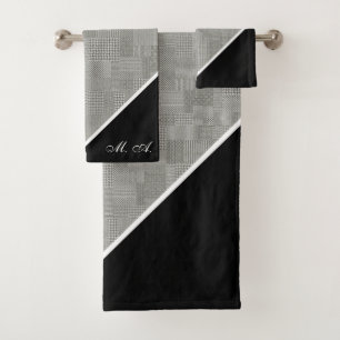 Monogramme élégant Motif Houndstooth