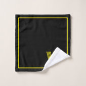 Monogramme élégant noir et jaune  (Gant de toilette)