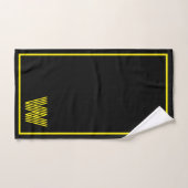 Monogramme élégant noir et jaune  (Serviette à main)