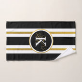 Monogramme Elégant Noir & Or Personnalisé (Serviette à main)