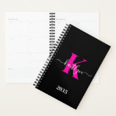 Monogramme élégant noir rose vif écriture (Devant avec enveloppe)