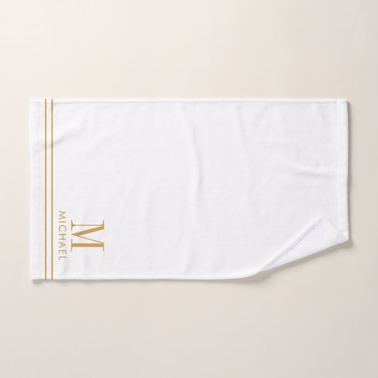 Monogramme élégant or script nom blanc (Serviette à main)
