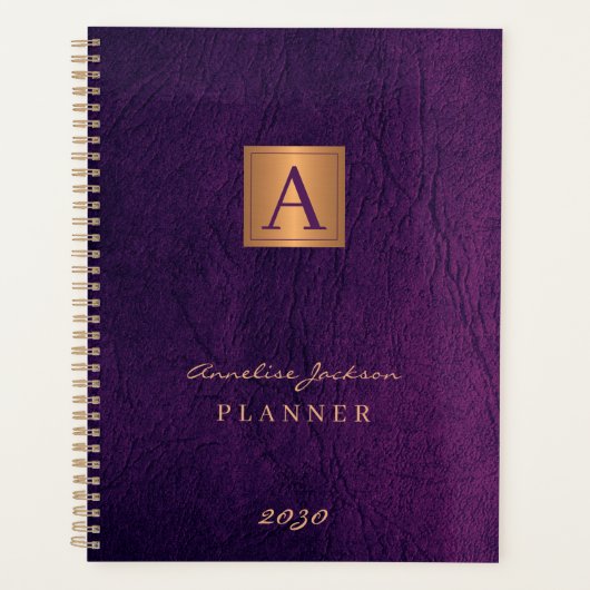 Monogrammé élégant or violet moderne 2025 (Devant)