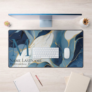 Monogramme élégant personnalisé marbre bleu marine