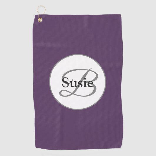 Monogramme Élégant Plum Purple Golf Serviette (Devant)