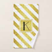 Monogramme élégant rayures dorées (Serviette à main)