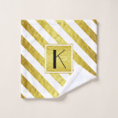 Monogramme élégant rayures dorées (Gant de toilette)