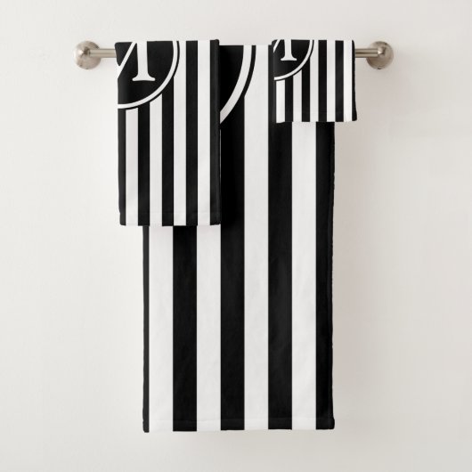 Monogramme Élégant Rayures Noires Et Blanches (En situation)