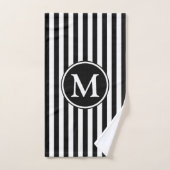 Monogramme Élégant Rayures Noires Et Blanches (Serviette à main)