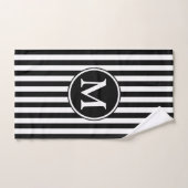 Monogramme Élégant Rayures Noires Et Blanches (Serviette à main)