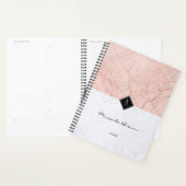Monogramme Elegant Rose Gold Gris Marbre Planner (Devant avec enveloppe)