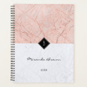 Monogramme Elegant Rose Gold Gris Marbre Planner (Devant)