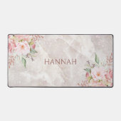 Monogramme Elégant rose Peony Floral Marbre (Recto)