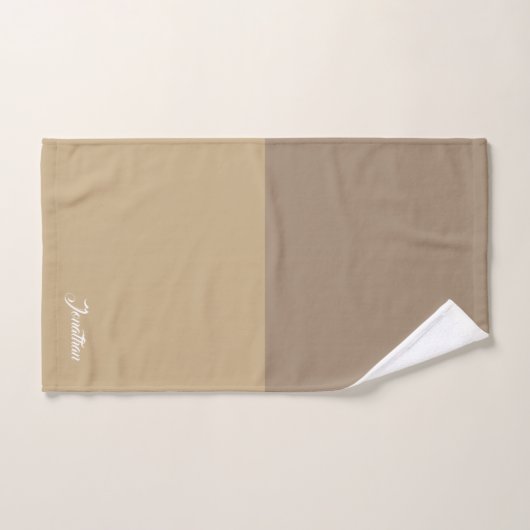 Monogramme Élégant script couleur Brown et beige (Serviette à main)