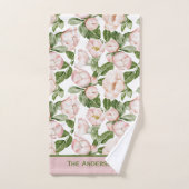 Monogramme Élégant vert rose floral vert vert vert (Serviette à main)