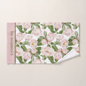 Monogramme Élégant vert rose floral vert vert vert (Serviette à main)