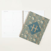 Monogramme élégant William Morris à fleurs bleues (Devant avec enveloppe)