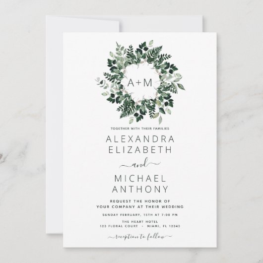 Monogramme Emerald Green Greenergie Faire-part de  (Devant)