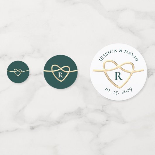 Monogramme Emerald Green Mariage Confetti (Derrière)