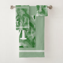 Monogramme Émeraude Moderne Et Marbre Vert Sage