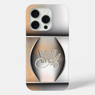 Monogramme en acier brossé brillant iPhone / coque
