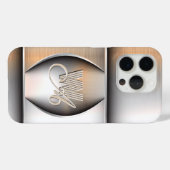 Monogramme en acier brossé brillant iPhone / coque (Verso (horizontal))