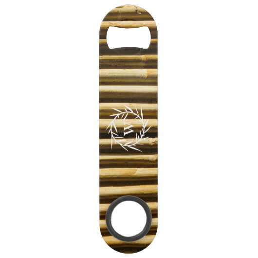 Monogramme en bambou rustique Lignes verticales Mo (Devant)
