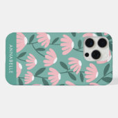 Monogramme en bas Nom Motif floral rose et vert (Verso Horizontal)