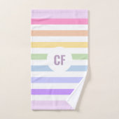Monogramme en Blanc Cirque Pastel Arc-en-ciel rayu (Serviette à main)