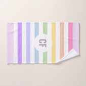 Monogramme en Blanc Cirque Pastel Arc-en-ciel rayu (Serviette à main)