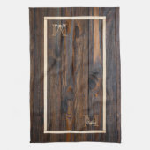 Monogramme en bois Brown foncé rustique Serviettes (Vertical)