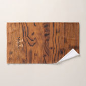 Monogramme en bois brun rustique vintage brûlé (Serviette à main)
