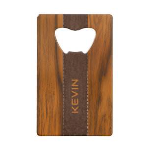 Monogramme En Bois D'Acajou Et Texture En Cuir