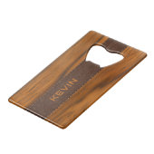 Monogramme En Bois D'Acajou Et Texture En Cuir (Devant Angle)