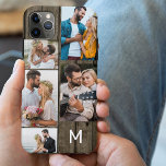 Monogramme en bois foncé Look 5 Photo<br><div class="desc">coque iphone customisé avec votre premier collage photo multi et arrière - plan de style bois de pays. Le modèle photo est configuré pour vous permettre d'ajouter vos photos, en travaillant dans le sens des aiguilles d'une montre en haut à droite. Le montage photo utilise des formats paysage et portrait...</div>